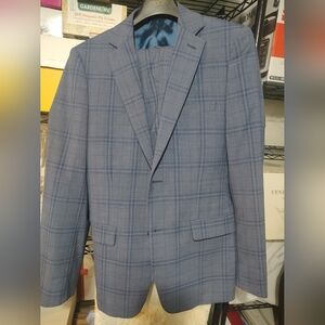 Men's Blue Plaid Blazer Size 40R